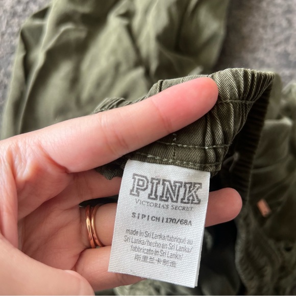 Victoria's Secret Pink Green Woven Twill Joggers Pants feb sale - Picture 6 of 6